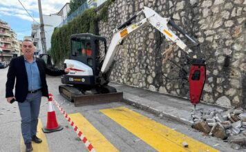 Ξεκίνησαν στην Λειβαδιά πεζοδρόμια της Καραγιαννοπούλου